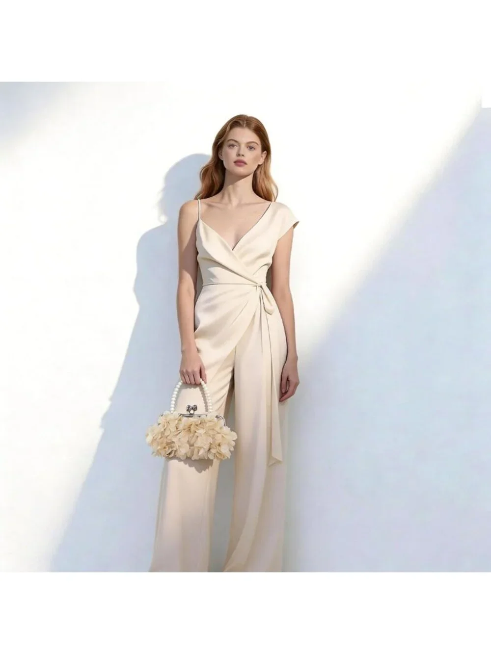 Elegant Floral Evening Clutch Purse with Detachable Chain for Wedding & Party